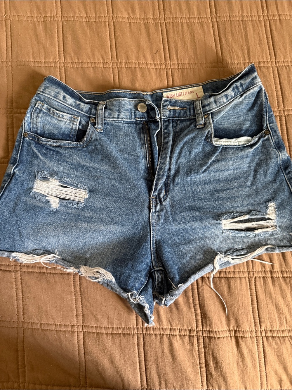 Wishlist Distressed Denim Jean Shorts - Blue